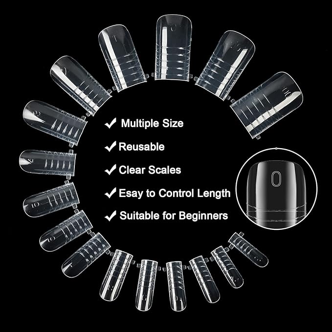 160 Pcs Toe Dual Nail Forms for Poly Gel & Builder Gel Toenail Extension - 16 Sizes Reusable Full Cover Square Toenails Molds - Professional Pedicure Nail Tips for Salon & DIY at Home