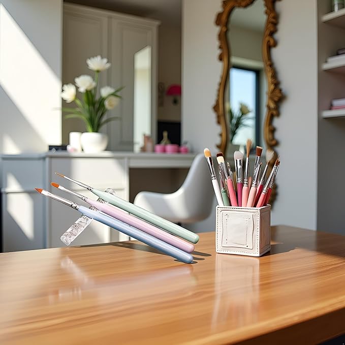 Transparent Brush Holder Nail Art Acrylic Simple Transparent Pen Brush Stand Brush Rest Brush Rest for 5 Nail Pens Gel Nails Nail Tools Nail Supplies Stylish Useful Paint brush holder Nail Art Brushes