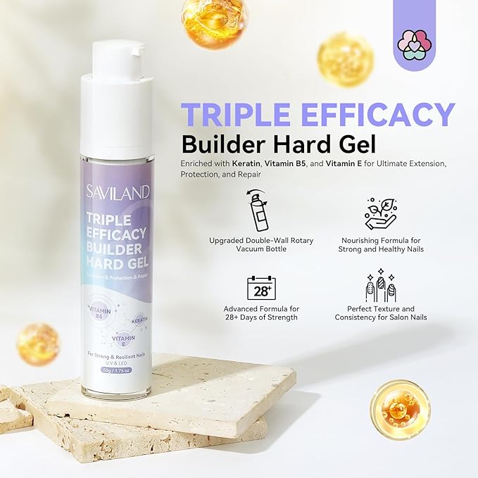 SAVILAND Clear Gel Builder: 50 g Gel Builder Innovative Pressing Bottle Rich in Vitamin E B5 Kerain for Nails Strengthener Extension Thickening, Thin Damaged Nail Repair&Care