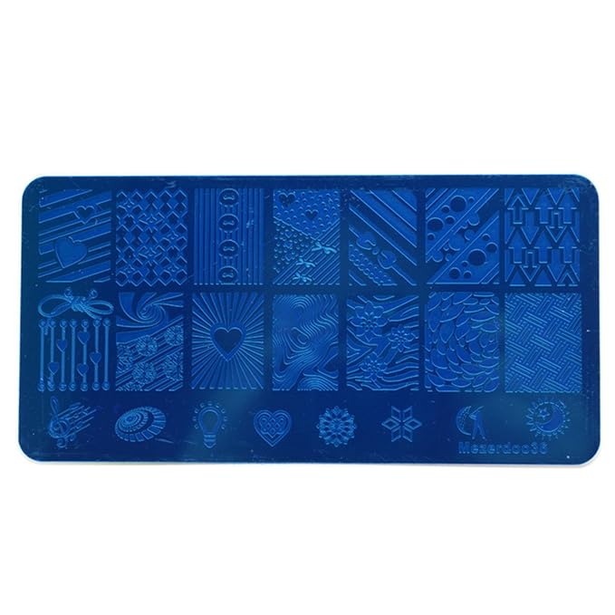Mezerdoo 9Pcs Rectangle Nail Stamping Template Image Plates Lace Flower Strip Nails Stamp Stencil