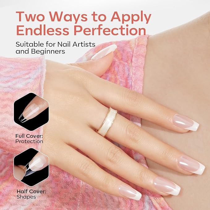 modelones Short Coffin Nail Tips, 360pcs Pre-etched 15 Sizes Clear Fake X Nail Gel Press On Full Cover Half Matte Acrylic Gel Tips for Extension Salon