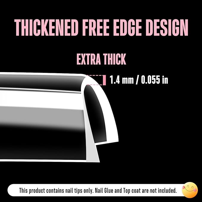 NOVO OVO Long Duck Nail Tips Full Cover Gel X Sculpted (not Natural) Soft Gel Duck Nails Tips with Moon Curve for Deep C-Curve Beds, Extra Thick Flare Tips, Transparent Clear, 15 Sizes 240 Pcs