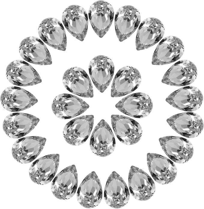 MECCANIXITY 48 Pcs 3D Teardrop Rhinestones Diamond Nail Charm Crystal Pointback K9 Glass Rhinestones Crystal Gems for Jewelry Making, Craft, 8x12mm, Gray