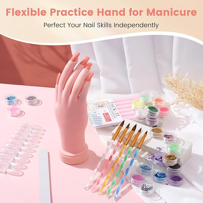 Nail Kit for Beginners with Everything: Practice Nail Hand U V Lamp Acrylic Nail Liquid Set with Drill Starter Nail Set Gifts for Beginners Home Salon