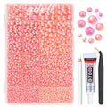2 Styles Dark Pink Flatback Pearls for Bedazzling Crafting 3mm-10mm Half Round Beads Gems Bedazzler Kit Charms for Nails Face Eyes Makeup Tumblers Bottles DIY Crafts Scrapbooking Clothes Shoes