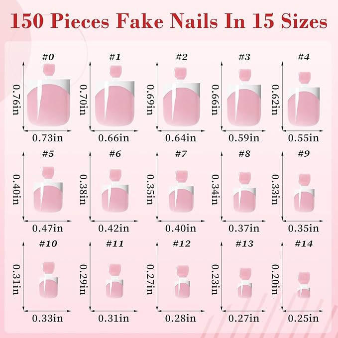 150pc White French Tips Press on Toenails Women Fake Toenail with Glue Tab, Berry Pink Toe Nail Press ons Nails Short Square Fake Toe Nail Tips French Glue on Toenails Stick Acrylic Toes Nails Kit