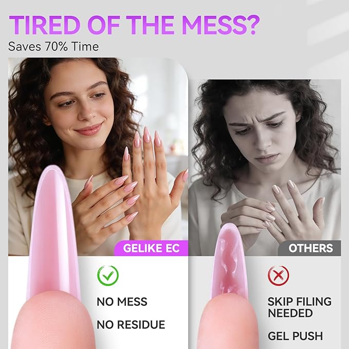 Gelike EC Nail Forms for Builder Gel: Reusable Almond Sandwich Dual Forms for Acrylic & Polygel - 240Pcs 15 Sizes, Nail mold for Flat & Arched Nails - Creates Short to Long Styles