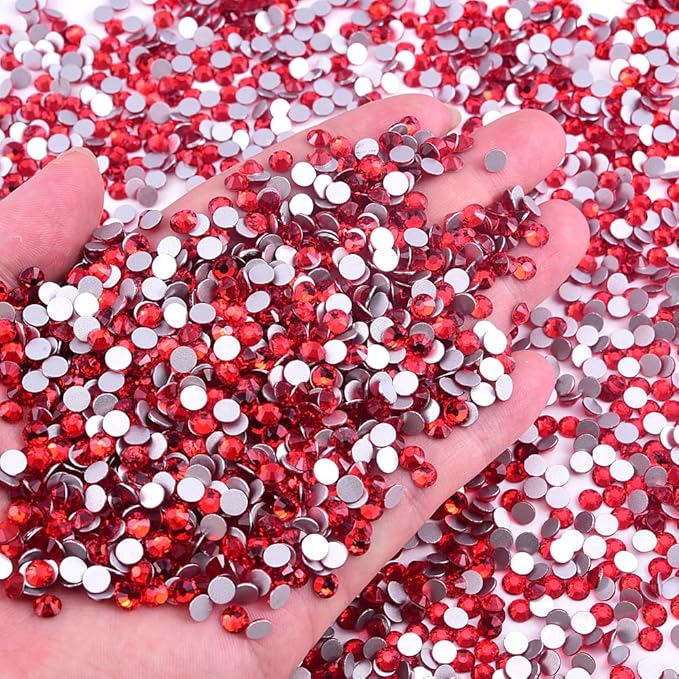 Blinginbox 1440 Pieces SS20/4.6-4.8mm Flat Back Crystal Rhinestones Round Gems for Nail Art,Lt.siam