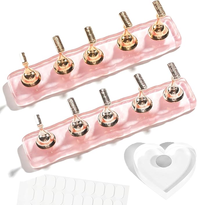 Pink Nail Stand For Press Ons, Nail Holder For Painting Nails With A Heart Shape Acrylic Nail Stand, Easy-To-Clean Press On Nail Stand Nail Art Practice Nail Dispaly Home DIY Salon Supplies