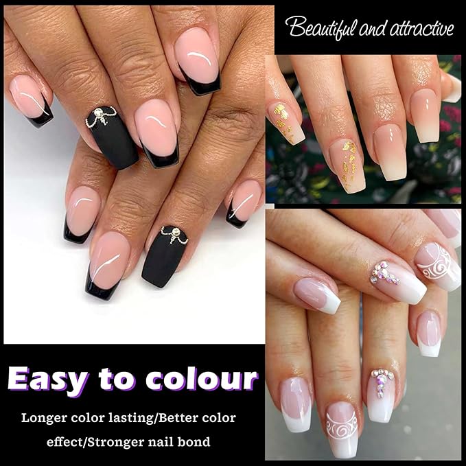 LoveOurHome 750pc French Coffin Nail Tips Clear Fake Nails Short Coffin Gel Nail Tips Half Cover Acrylic Nail Clear Short False Nail 15 Sizes Fingernail for Gel Nail Extension Press Nails