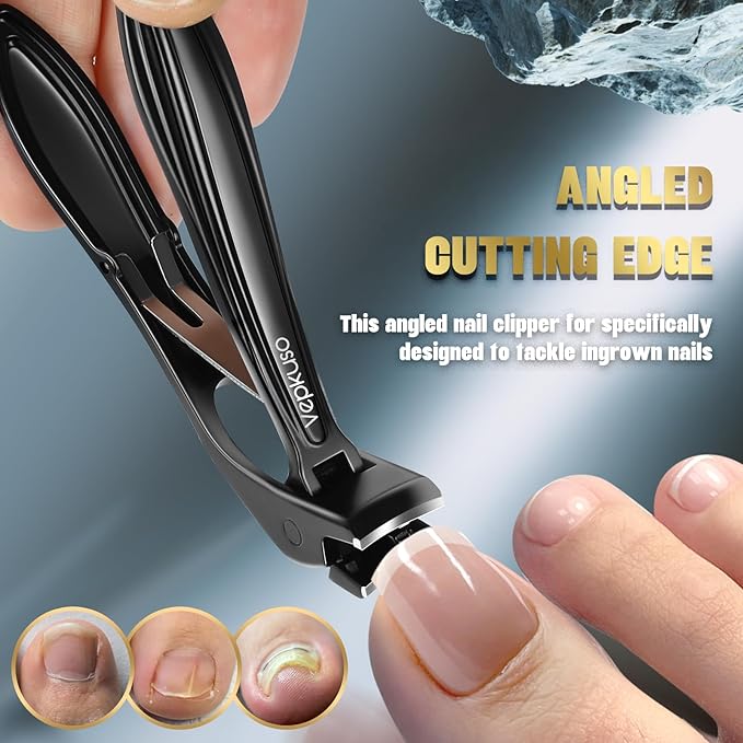 Toenail Clippers&Nail Clippers for Seniors Thick Nails - Professional Nail Clippers Set for Men/Women, Manicure Kit with Angled Head, Stainless Steel Toe Nail Cutter, Gift Idea