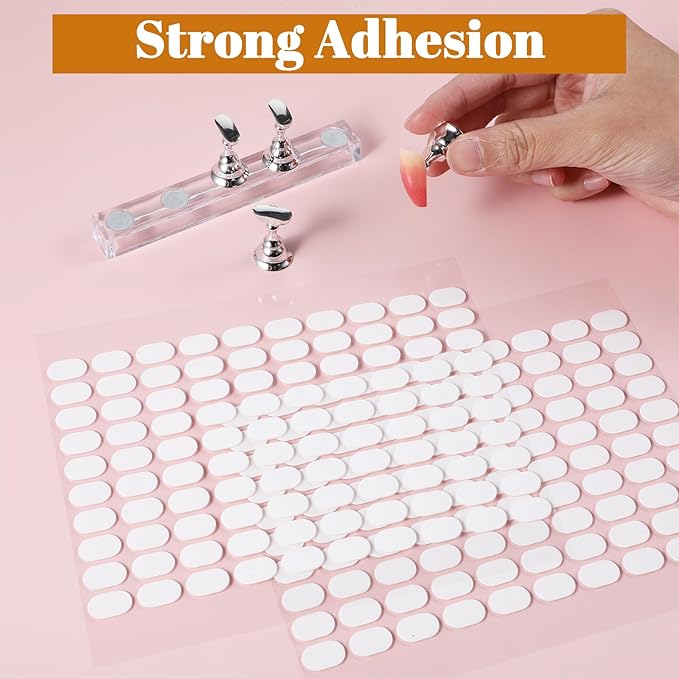 1200 Pcs Nail Tape for Nails Stands Double Sided Tape for Nails Display Nail Stand Sticky Tabs Nano Adhesive White Transparent