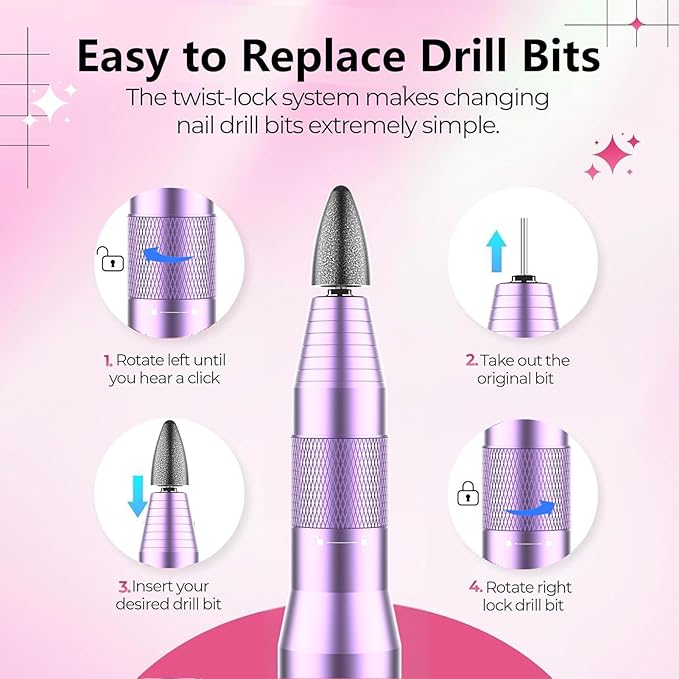 Professional Electric Nail Drill Kit,30000RPM Alloy Electric Nail File for Acrylic Nails Gel Polishing Callus Remover,LED Display,12 in 1 Cordless Quiet Manicure Pedicure Kit for DIY,Home Salon Use