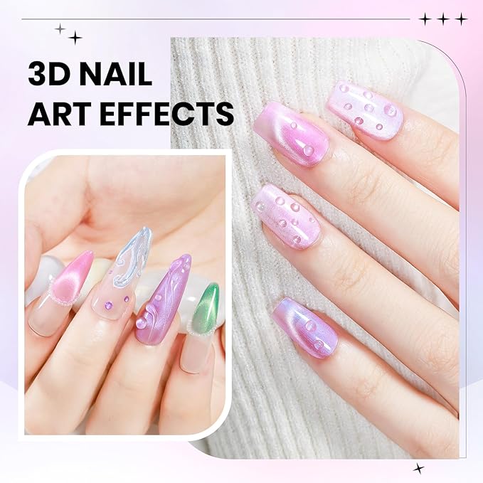 Pearl Mermaid Gel Nail Polish 12 Colors Magnetic Cat Eye Shimmer Glitter Gel Polish Spring Summer Colors Cat Eye Manicure Gift Soak Off Lamp Salon DIY at Home