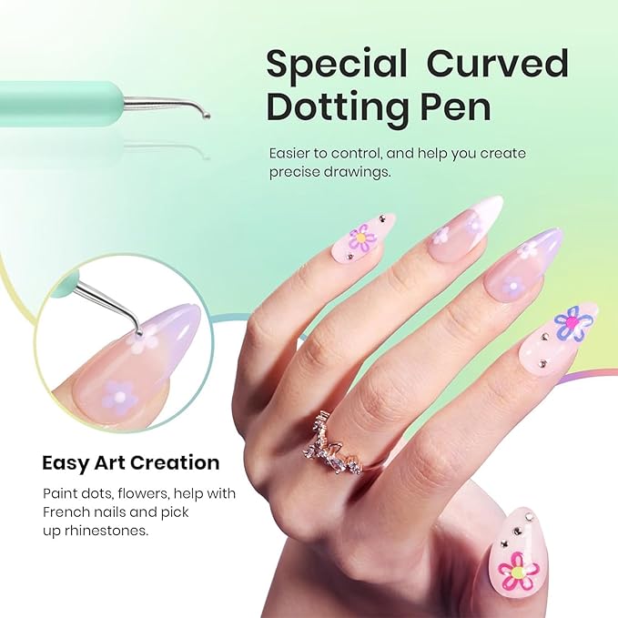 3-in-1 Cat Eye Magnet & French Tip Brush Set, Upgraded Nail Art Tool Kit for Magnetic Gel Polish, with Nail Clean Up Brush for Salon & Home Use (NAT266-Green)