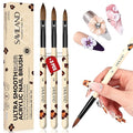 SAVILAND 3Pcs Acrylic Nail Brushes for Beginners: Leopard Print Sizes 8/10/14 Acrylic Brush Set, Professional Nail Art Tools for Acrylics Powder, Nail Extensions, 3D Carving & Salon DIY Kit