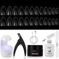 Gel Nail Kit 1008Pcs Easy Nail Extension Set Matte Short Almond Shape Nail Tips,12 Size Full Cover False Nails with Solid Nail Glue, Portable LED Nail Lamp, Nail Prep Dehydrate Nail Art Tools