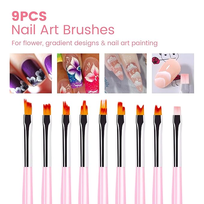 42PCS Nail Art Brushes, Nail Art Tool Set, Including Nail Brushes, Striping Nail Art Liner Brushes, Nail Drawing Brushs, Nail Dotting Pens, Silicone Sculpture Pens for Home Salon Nail Design