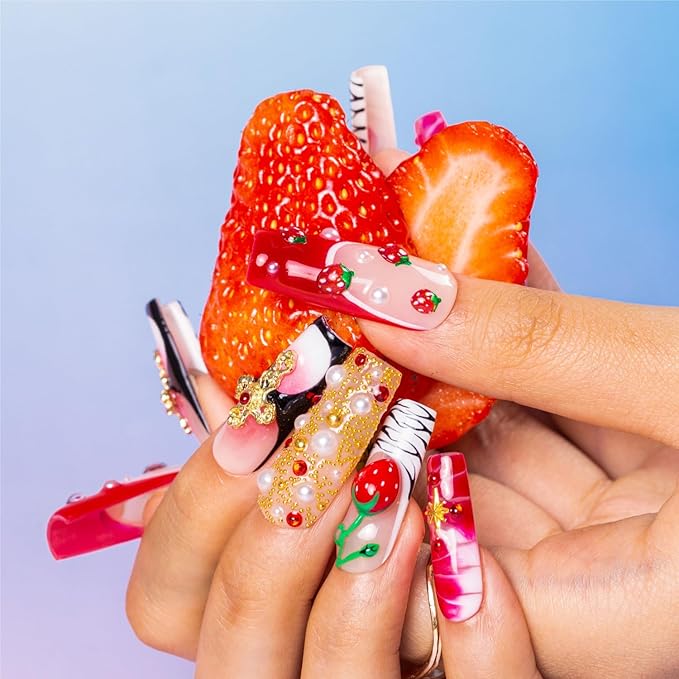 LOVFUL Handmade Acrylic Press on Nails Glitz | Short Press ons | Reusable Fake Nails | Square Classic Regular 1.3 in | H469-S