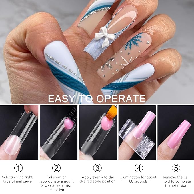 120 Pcs Poly Extension Gel Dual Nail Forms With Scale Builder Coffin Nail for Gel Manicure Art Design Salon DIY at Home (Long Square Head Frosted Dual Forms Set)
