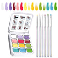 Gradient Painting Gel Set, 12 Colors Ombre Gel Nail Polish with 6 Aurora Multi-Purpose Brushes for Ombre Nails Aura Nails French Manicure Soak Off UV I Plate of Macaroons