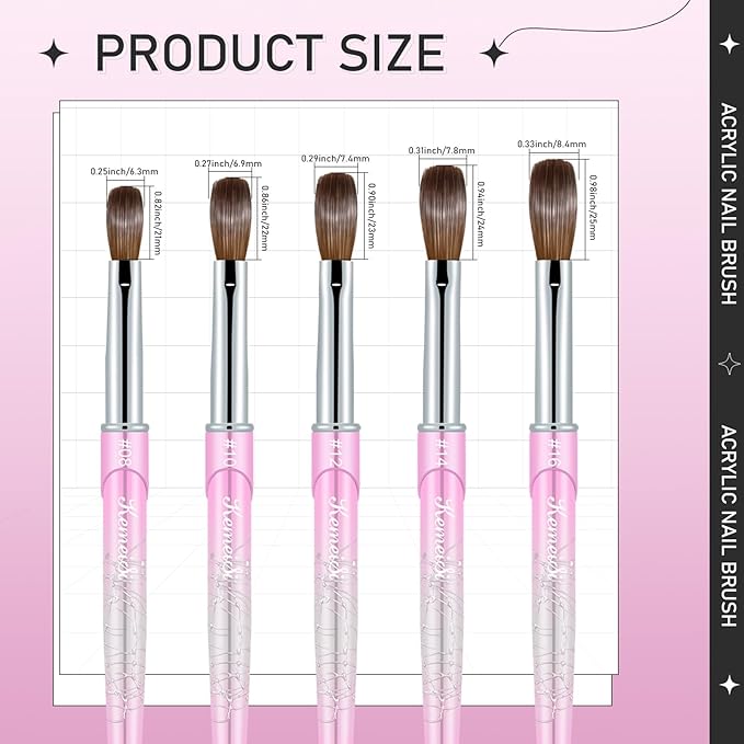 Acrylic Nail Brush Size 14, KEMEISI 100% Pure Kolinsky Nail Art Brushes Sturdy Handle Oval Shaped Acrylic Powder Nail Design Tools for Professional Manicure DIY Home Salon