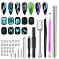 38 Pieces Cat Eye Magnet for Nails Cylindrical Strong Nail Magnet Tool Multi-Functional Nail Magnet Double Ended Magnet Wand Magnet Stick Cube Nail Magnet for Cat Eye Gel Nail Polish