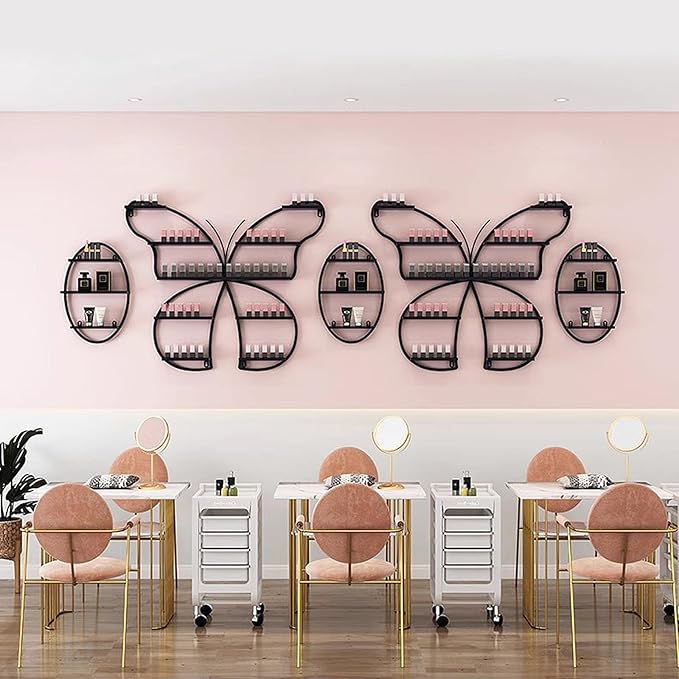 5 Tiers Nail Polish Wall Storage Rack, Nail Polish Essential Oil Display Shelf in Nail Salon, Wall Mounted Display Cabinet, Hanging Wall Nail Polish Makeup Cosmetics Perfume Rack