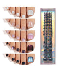 150Pcs Cat Eye Toe Nail Tips, Plauva Toe Press on Nails, 5 Colors Glossy Glitter Cat Eye Fake Nails, Soft Gel Stick On Nails for Women and Girls 15 Sizes