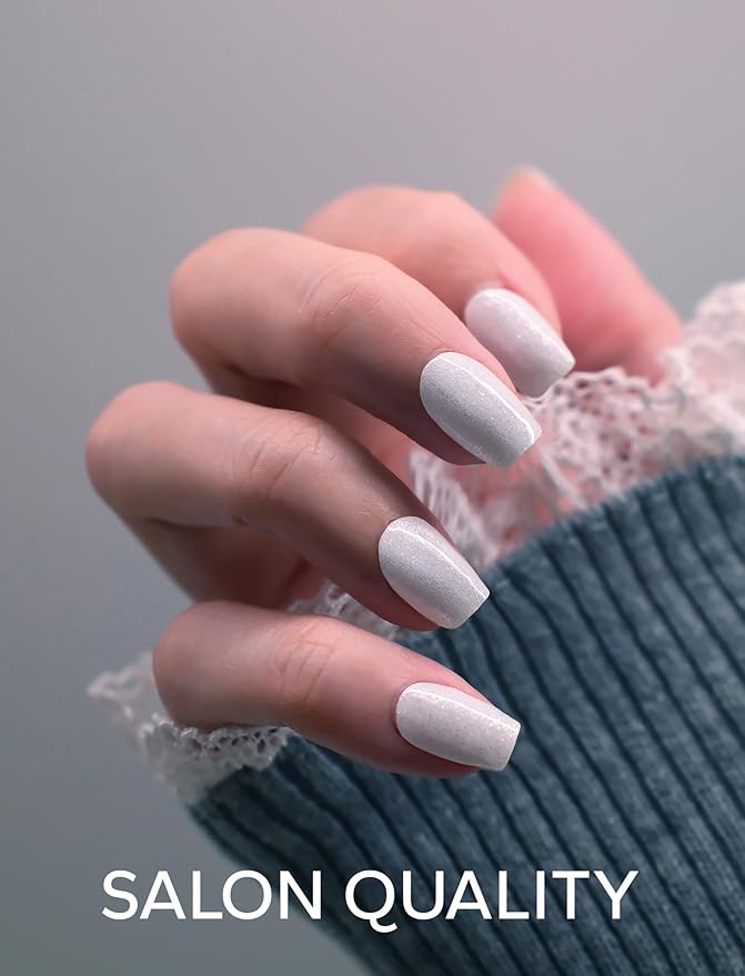 Nail Polish Strips – 32PCS UV Free Salon Quality Wraps, Long Lasting Gel Nail Stickers for Women (Snowflake White)