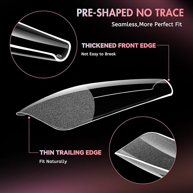 Ranrose 240pcs Nails Tips Coffin: XXL Super Long Half Matte False Nails 12 Sizes C Cruve Acrylic Nails, Coffin Press on Nails Extension For Nail Salons DIY