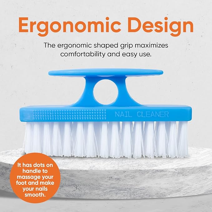 Superio Nail Brush for Cleaning Fingernails, Nail Scrubber Brush, Toe Foot Hands Fingernail Brush Cleaner- Small Scrub Brush- All-Purpose Stiff Cleaning Brush for Home, Kitchen, Work, (2, Blue/Black)