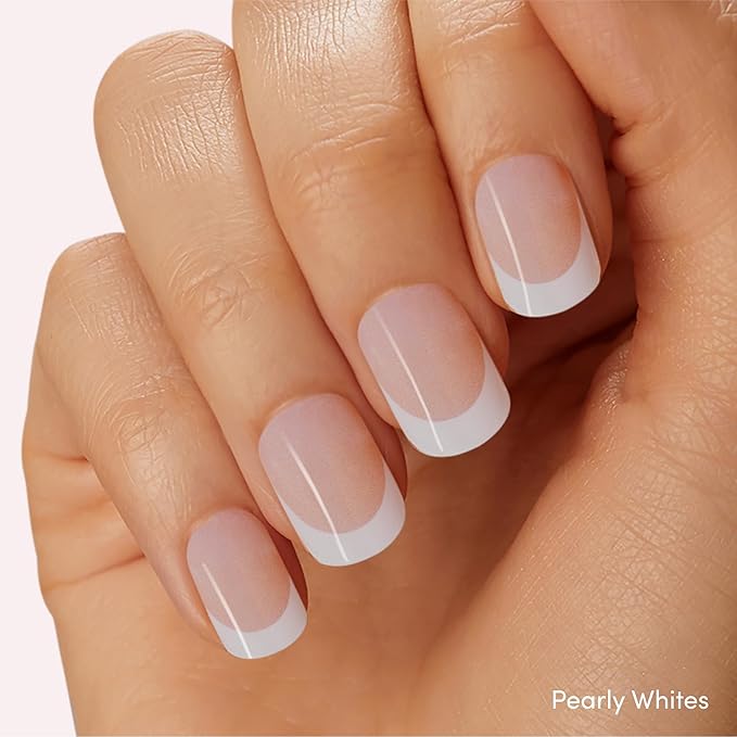 Dashing Diva Glaze Nail Strip Duo - French For Everyone Collection - Pearly Whites & Pastel Baby - Long Lasting, Chip Resistant, Semi-Cured Gel Nail Strips - Contains 2 Colors