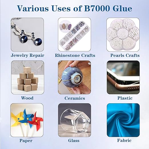 B7000 Glue Clear with Precision Tip，50Ml B7000 Glue Clear for Rhinestones Glue for Crafts, Multipurpose Jewelry Glue for Fabric DIY Craft Makeup Shoes Jewelry Making Nail Art