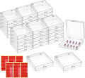 Jucoan 30 Pack Press on Nails Box, Clear Acrylic Press on Nail Storage Packaging Boxes Case, Empty Nail Containers with with Adhesive Tapes for Press ons Nail Art Salon Business Supplies