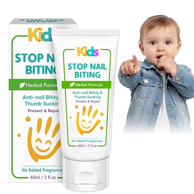 Nail Biting Treatment for Kids, Nail Biting Prevention, Effective Bitter Taste Help Stop Thumb Sucking, Safe Plant-Based Formula Nail Care Cream for Children and Adults