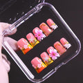 Press On Nails, 10 Pcs Handmade French Duckbill Fake Nails, Reusable Artificial Cute Short False Nails for Women 3D Acrylic Nails Kit (Size S)