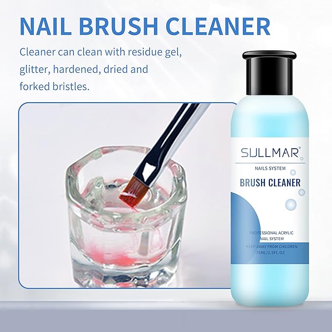 Nail Brush Cleaner for Acrylic Nails Nail Brush Cleaner for Acrylic Nail Brush Cleaner 2.5fl.oz Acrylic Painting Quickly Cleaning Nail Art Liner Salon at Home 75ml