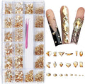 Gold Rhinestones for Nails, 6080Pcs Gold Nail Art Rhinestones Kit, 3D Flatback Crystals Diamonds for Nail Art Design, Mix Sizes Nail Charms and Gems(Tweezers Included)