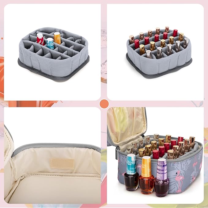 LUXJA Nail Polish Carrying Case - Holds 20 Bottles (15ml - 0.5 fl.oz), Double-layer Organizer for Nail Polish and Manicure Set, Flamingo