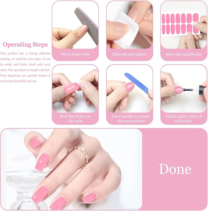 24 Sheets Gradient Solid Color Nail Polish Strips, Self-Adhesive Bright Color Nail Polish Stickers, Nail Wraps, Nail Art Accessories