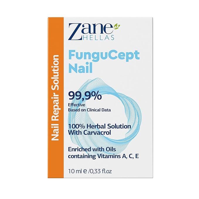 Zane Hellas FunguCept Nail Solution. Nail Solution for Discolored, Thickened, Crumbled Nails. Visible Results in 4 Weeks 0.33 oz -10ml