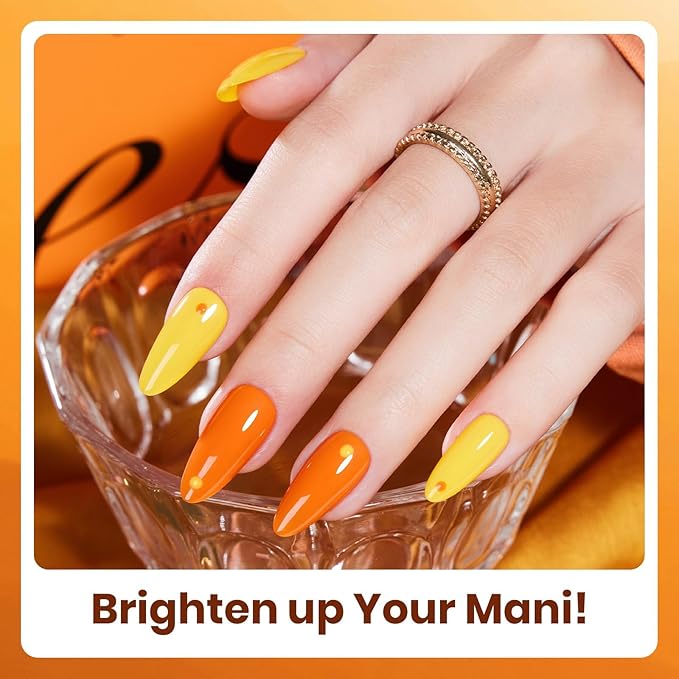 beetles Orange Gel Polish Set - 6 Colors Bright Yellow Coral Peach Orange Gel Nail Polish Set Twilight Warmth Collection Uv Gel Nail Art Manicure Gift for Women