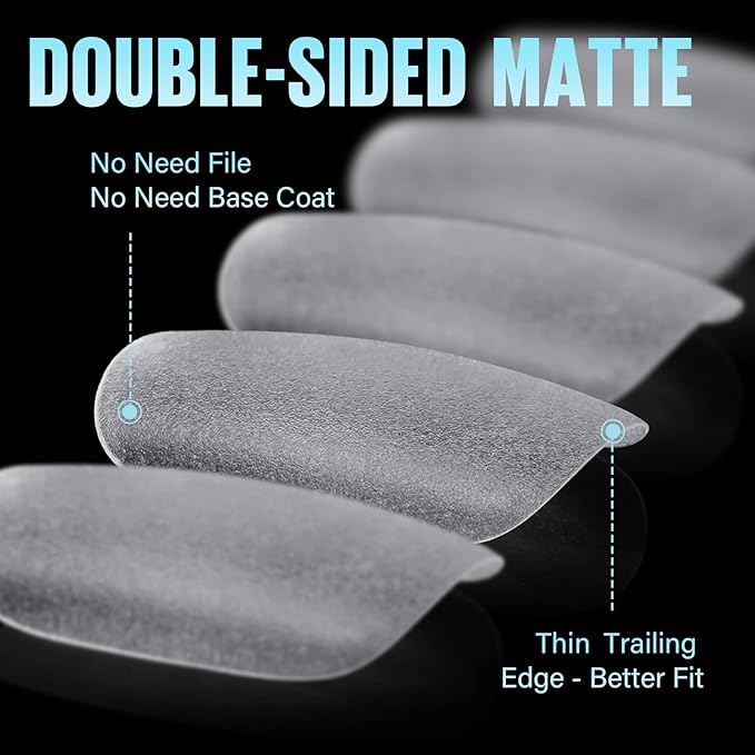 TOMICCA Short Oval Nail Tips, 240Pcs 15Sizes Double Sided Matte Nail Tips for Manicure, Acrylic Full Cover Fake False Press on Nails for Home DIY Art