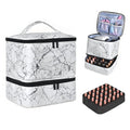 Nail Polish Organizer - Holds 30 Bottles & Nail Lamp, Double-Layer Nail Organizers and Storage, Nail Polish Bag with Handle Nail Travel Case for Nail Tech (White)