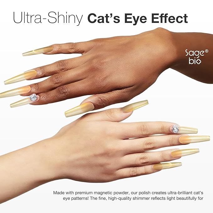 Cat Eye Gel Nail Polish 15ml Golden Shell, Magnetic Glass Bead Effect, Shimmer UV LED Soak Off Gel, Perfect for Home DIY Manicure
