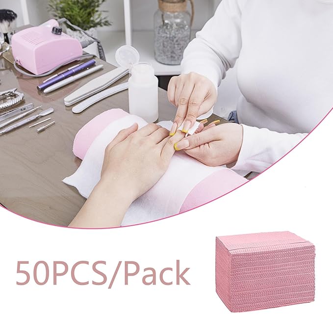 Nail Art Table Mats Disposable Nail Paper Towels,50PCS Pink Waterproof 3 Ply Nail Art Paper 13" X 17" Pads for Nail Table Decoration Kit,Nail Art Accessories