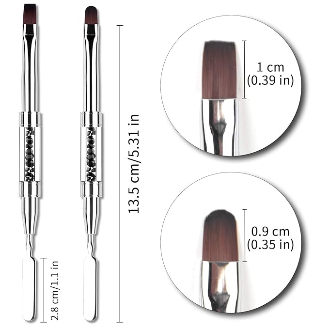 2Pcs Polygel Nail Brush & Picker, Dual-ended Oval & Flat Gel Nail Brushes Polygel Slice Tool for PolyGel UV Builder Gel Nails Extension