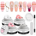 MIZHSE Solid Builder Gel, Nail Sculpture Gel Non-Sticky 4 Colors Nude Clear White Pink Hard Builder Nails UV LED Nail Extension for Salon Manicure Home DIY