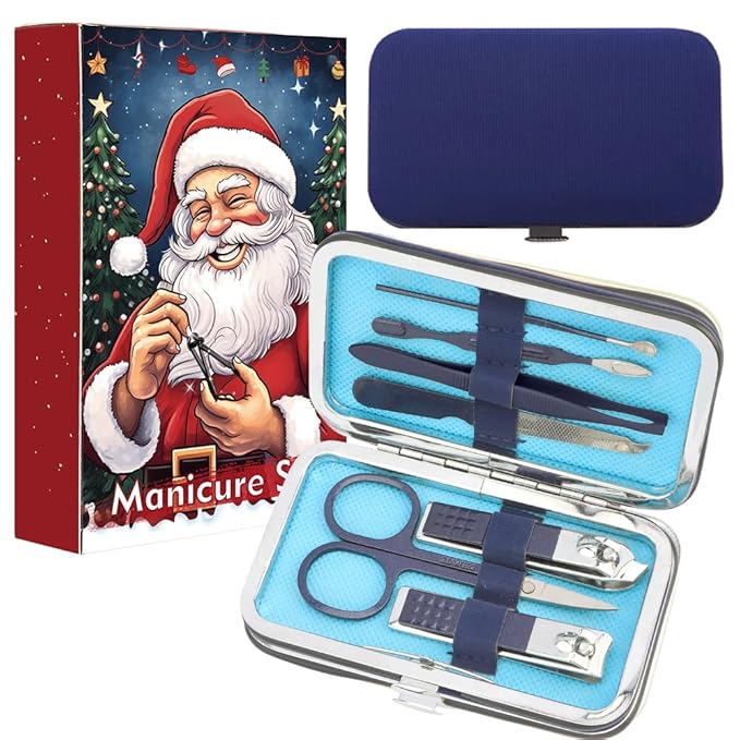 Blue Nail Clipper Kit with Set Nail Clipper Sets Manicure Set for Men Women Small Gifts for Dad Husband Colleagues Funny Christmas Stocking Stuffers